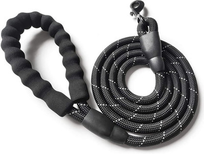 WunderVoX Training Leash with Swivel Lockable Hook Reflective Threads Bungee,Padded Handle Dog Leash(Medium, Black)