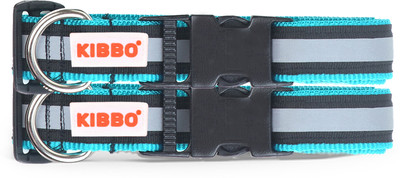 KIBBO Reflective Nylon Dog Collar with Adjustable Buckle and D-Ring (Pack Of 2) Dog Everyday Collar(Large, Sea Green)