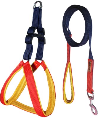Petshop7 Duel colour messh Harness and Leash Dog Harness & Leash(Medium, Blue and Red)