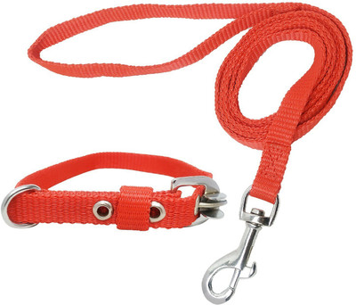 chullbull pet products 1/2 inch Collar Leash with Anti-Slip Handle (small , Red) Dog Collar & Leash(Small, Red)