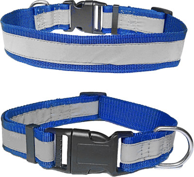 Petshop7 Nylon Reflective Collar for Xtra Large Dogs Large Size Dog & Cat Everyday Collar(Extra Large, Blue)