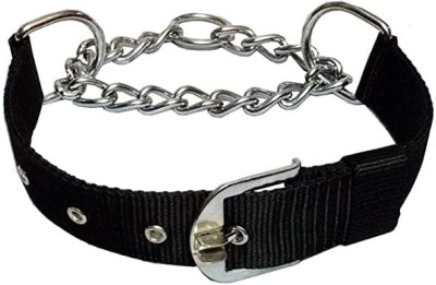 Woofy Dog Adjustable 1inch Half Nylon & Half Choke Chain Collar for Dogs and Puppy Dog Everyday Collar(Medium, Black)