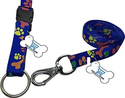 THE DDS STORE Dog Lead Nylon for Medium to Large Dogs (Blue, Paw and Bone Print) Dog & Cat Collar & Leash(Medium, BLUE)