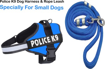 WROSHLER Adjustable Police K9 Harness & Leash for Service Dog (SMALL- 40-47cm Girth) Dog Harness & Leash(Small, BLUE)