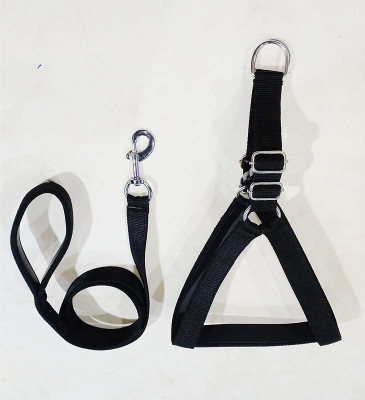 Smart Doggie Combo of Adjustable Dog Harness Chest Belt and Leash for Medium Dog Harness & Leash(Medium, Black)