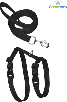 animoxkart Dog & Cat PVC Body belt & Leash ,Small. Dog & Cat Harness & Leash(Small, Black)