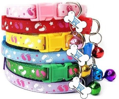 THE DDS STORE Cute Fashion Paws Pattern Pet Puppy Collars with Bell for Small Dogs & Cats Dog & Cat Everyday Collar(Small, Paw & Star Print Pack of 6)