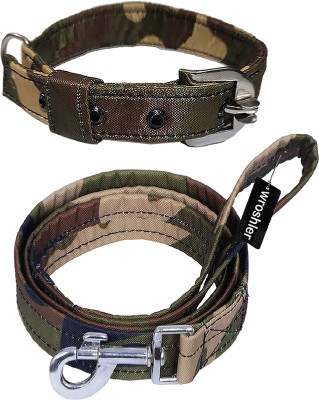 WROSHLER Dog Belt Combo of Green Army Print Dog Collar Leash Specially for Medium Breeds Dog Collar & Leash(Medium, Green {Army PRINT})