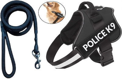 Breedo Dog K9 Police Harness Body Belt Padded + Premium Quality Rope | Adjustable Strap Dog Standard Harness(Large, Black) Breedo Dog K9 Police Harness Body Belt Padded + Premium Quality Rope | Adjustable Strap Dog Standard Harness(Large, Black)