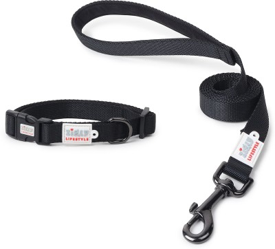 ZIGLY Lifestyle Classic Padded Dog Collar & Leash Set - Medium - Black Dog Collar & Leash(Medium, Black)