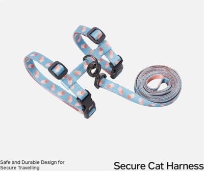 BUSHIKO Harness Dog & Cat Collar & Leash(Medium, BLUE)