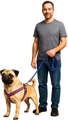 ORMAN Dog Harness with Leash Set – Comfortable & Durable Pet Walking Gear (Blue & Red) Dog Harness & Leash(Small, BLUE, RED)