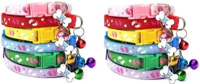 THE DDS STORE Cute Fashion Paws Pattern Pet Puppy Collars with Bell for Small Dogs & Cats Dog & Cat Everyday Collar(Small, Paw & Star Print Pack of 10)