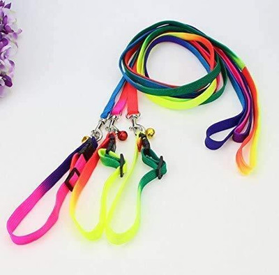 AKEnnterprises Rainbow Adjustable Collars and Leash Set with Bell 1 Pcs Dog & Cat Collar & Leash(Small, MultiColor)