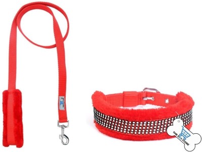 THE DDS STORE Dog Cord Training Leash with Soft Fur Collar Dog Harness & Leash(Large, RED)