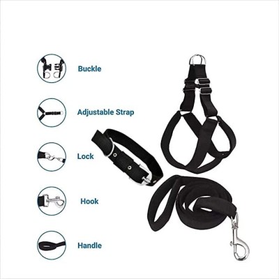 Aftra Combo Pack Soft Comfortable Breakaway Closure Dog Harness & Leash(Extra Large, Black)