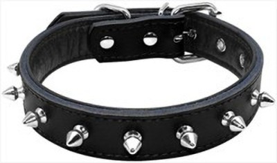 Pupscomfort Adjustable Spike Leather Collar Pet Acceserioes Dog & Cat Everyday Collar(Small, Black)