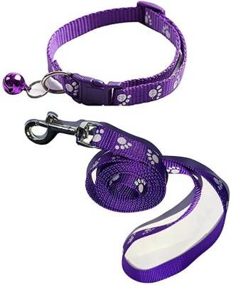 DCM PET MART Nylon Paw Print 15MM Collar Set for Puppies and Cats,Multi-Colored-1 Dog & Cat Collar & Leash(Medium, Multicolor)