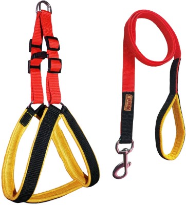 Petshop7 Duel colour messh Harness and Leash Dog Harness & Leash(Small, Red and Black)