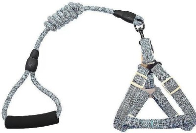 Roving Pets Leash with Collar and Harness Embellished Dog Collar Charm Dog & Cat Harness & Leash(Medium, Grey)