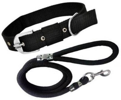 Smart Doggie Combo of Adjustable Dog Collar and Leash for Medium Dogs of All Breed Dog Collar & Leash(Medium, Black)