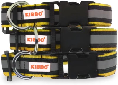 KIBBO Reflective Strip Super Quality Dog Collar | Lightweight and Flexible (Pack Of 3) Dog Everyday Collar(Large, Yellow)