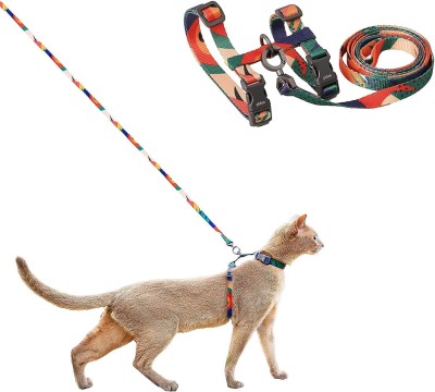 BUSHIKO Harness Dog & Cat Collar & Leash(Medium, MULTICOLOR)