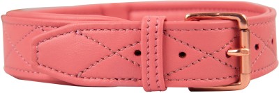 LEATHER LADY Genuine Leather Soft Padded Dog Collar For Small Medium Large Size Dogs 60 cm Dog Anti-stress Collar(45 - 66 cm, Pink)