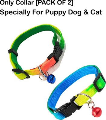 WROSHLER Adjustable Nylon 1/2 inch Multicolor Puppy Dog & Cat Collar [color my very] Dog Everyday Collar(Extra Small, MULTICOLOR)
