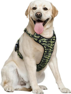 BlingPets Fabric Harness,No Pull Dog with 2 Leash Clips,Reflective for safe walks Dog Reflective and LED Harness(Medium, Camauflage)