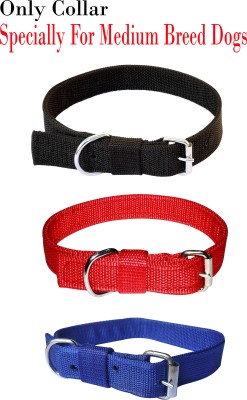 WROSHLER Adjustable Nylon 1 INCH Dog Collar SPECIALLY FOR Medium Breed DOGS Dog Everyday Collar(Medium, BLACK, RED, BLUE)