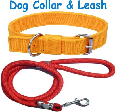 Pet Club51 Saway Yellow Collar & Red Multi Rope Dog Collar & Leash(Small, Yellow)
