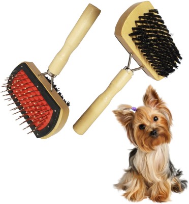 Jainsons Pet Products Dog Brush, Double Sided Pet Slicker Brush with Bamboo Handle for Dogs and Cats Basic Comb for  Dog & Cat