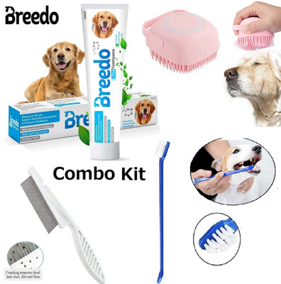Breedo (Combo of 4 ) Toothpaste + Teeth Brush + Flea Comb + Scrub For All Breed Dogs Basic Comb for Dog & Cat, Dog, Monkey, Rabbit, Hamster Breedo (Combo of 4 ) Toothpaste + Teeth Brush + Flea Comb + Scrub For All Breed Dogs Basic Comb for Dog & Cat, Dog, Monkey, Rabbit, Hamster