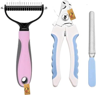 Foodie Puppies Pet Grooming Tool Combo - Double-Sided Large Hair Rake & Nail Clipper With Filer Rakes for  Dog & Cat, Hedgehog, Hamster, Horse