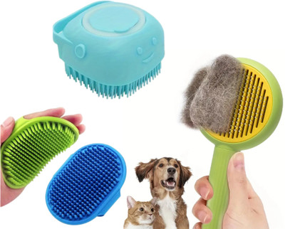 PSK PET MART 3 pcs combo pack essential kit Suitable for all breeds pack of 3 multicolor Plain/ Bristle Brushes for  Dog & Cat