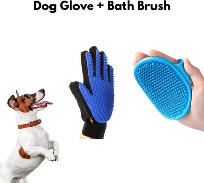 Regiis Bath Brush + Glove ( Pack of 2 ) Basic Comb for  Dog & Cat