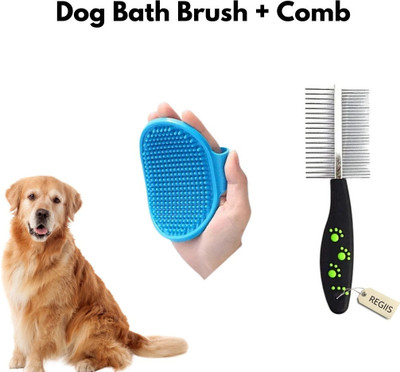 Regiis DOG Pack of 2( Bath Brush + Comb ) Basic Comb for  Dog, Cat
