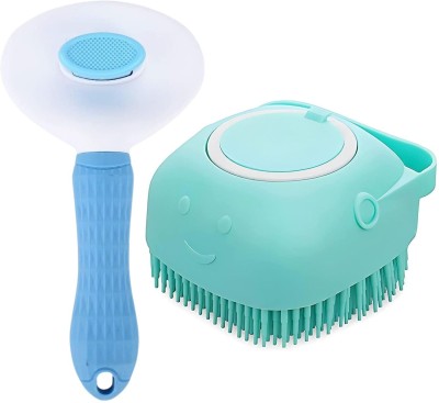 Emily Pets Grooming Combo Pet Slicker Brush & Bath Brush Bathing for Dogs& Cats (Pack of 2) Basic Comb for  Dog, Cat, Rabbit, Monkey