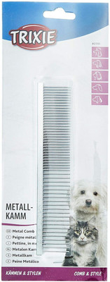 trixie Metal Dog Comb For Short and Long Hairs - 16 Cm - Basic Comb for  Dog