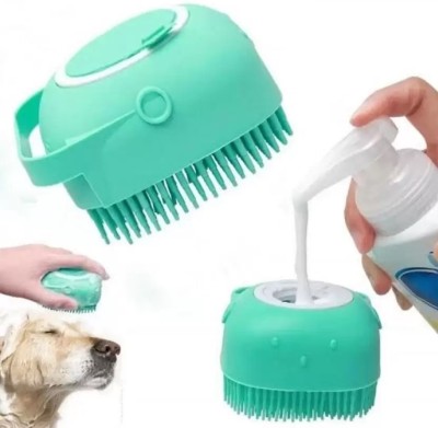 Bones UP Dog Bath Brush 1 piece Silicone Pet Grooming Shower Brush Body Scrubber Plain/ Bristle Brushes for  Dog & Cat