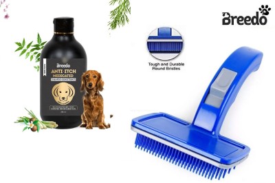 Breedo (Combo Of 2) Imported Slicker + (250 ml) Anti-Itch Shampoo Grooming Kit Slicker Brushes for  Dog & Cat, Dog, Monkey, Rabbit, Hamster