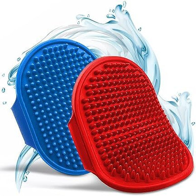 S.Blaze Bath and Deshedding Brush for Dogs & Cats | Hand Brush ( 2 pcs) Basic Comb for  Dog & Cat