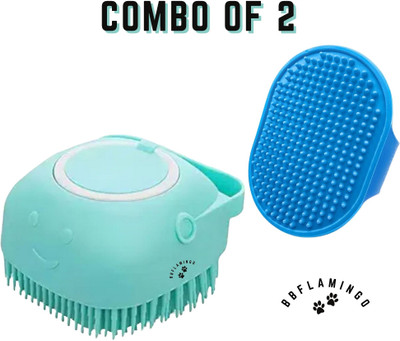 BBFLAMINGO Combo of Grooming Brush & Silicone Glove for Dogs & Cats - Bath & Shedding Tools Basic Comb for  Dog, Cat, Rabbit