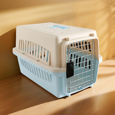 KUBER INDUSTRIES Strong Metal Duty Cat & Dog Cage Kennel & Rabbit House/Shelter | New Blue Hard Crate Pet Crate