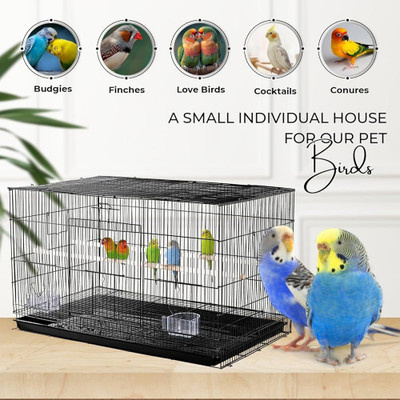 NatureNest 2Feet Black Birds Cage With Side Opening for Breeding Box Finches & canaries Bird Cage