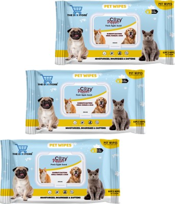 Cozy Puppies Wet Pet Wipes With Fresh Apple Fragrance For Dogs And Cats 80 Pcs Pet Ear Eye Wipes(Pack of 3)