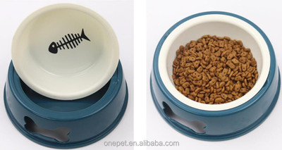 Pet Guard Pets Plastic Fish Printed Pet Feeding Bowl (Random Color)) Pet Food Dispenser(350 g)