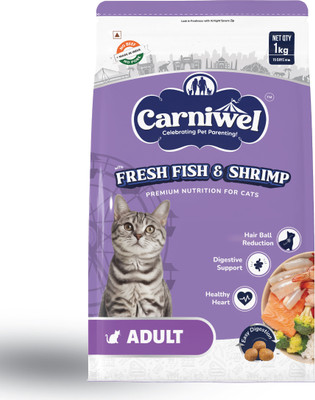 CARNIWEL Carniwel Fresh Fish & Shrimp Dry Cat Food, Adult Shrimp 1 kg Dry Adult Cat Food