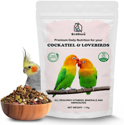 BIRDSHALA Bird Food for Cockatiel & Lovebirds | Premium Seed Blend of Grains, Millets 1 kg Dry Adult, Young Bird Food